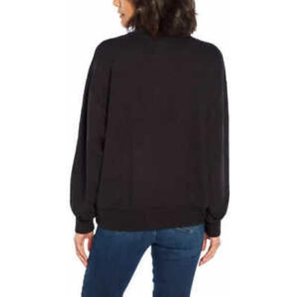 Three Dots Womens Ribbed Cuff Quarter Zip Pullover Sweater Black Size XS NWT - Picture 3 of 6